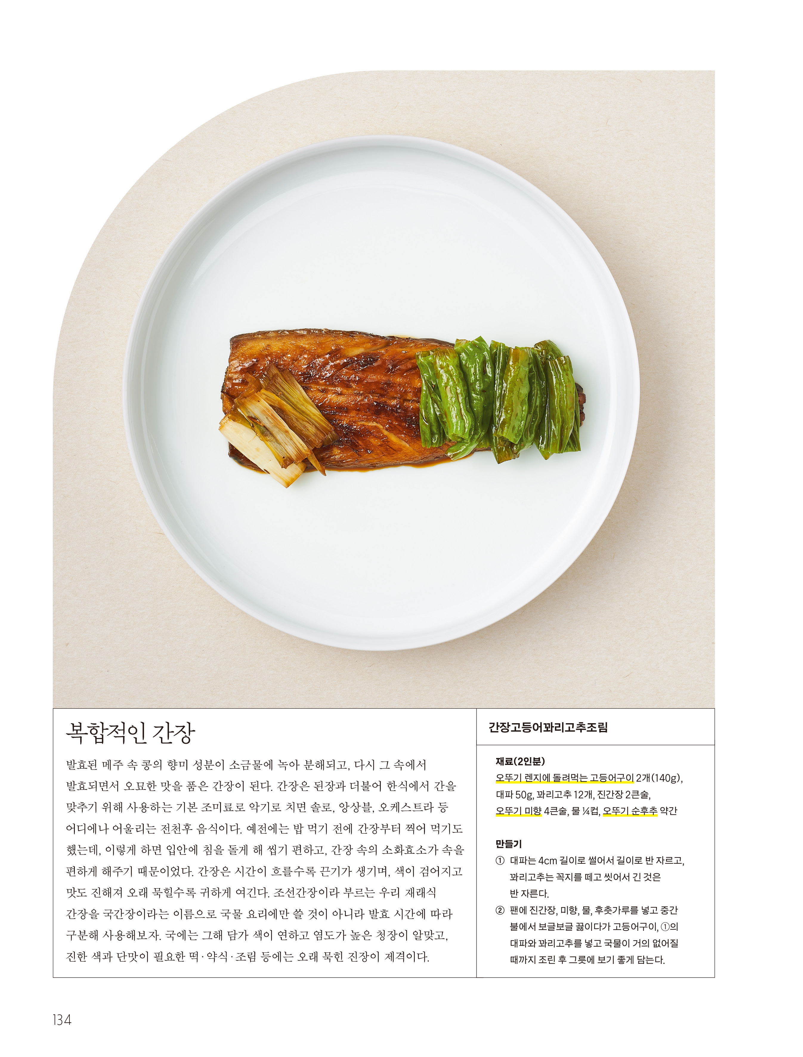 복합적인 간장

발효된 메주 속 콩의 향미 성분이 소금물에 녹아 분해되고, 다시 그 속에서 발효되면서 오묘한 맛을 품은 간장이 된다. 간장은 된장과 더불어 한식에서 간을 맞추기 위해 사용하는 기본 조미료로 악기로 치면 솔로, 앙상블, 오케스트라 등 어디에나 어울리는 전천후 음식이다. 예전에는 밥 먹기 전에 간장부터 찍어 먹기도 했는데, 이렇게 하면 입안에 침을 돌게 해 씹기 편하고, 간장 속의 소화효소가 속을 편하게 해주기 때문이었다. 간장은 시간이 흐를수록 끈기가 생기며, 색이 검어지고 맛도 진해져 오래 묵힐수록 귀하게 여긴다. 조선간장이라 부르는 우리 재래식 간장을 국간장이라는 이름으로 국물 요리에만 쓸 것이 아니라 발효 시간에 따라 구분해 사용해보자. 국에는 그해 담가 색이 연하고 염도가 높은 청장이 알맞고, 진한 색과 단맛이 필요한 떡·약식·조림 등에는 오래 묵힌 진장이 제격이다.



간장고등어꽈리고추조림

재료(2인분)
오뚜기 렌지에 돌려먹는 고등어구이 2개(140g), 대파 50g, 꽈리고추 12개, 진간장 2큰술, 오뚜기 미향 4큰술, 물 ¼컵, 오뚜기 순후추 약간

만들기
① 대파는 4cm 길이로 썰어서 길이로 반 자르고, 꽈리고추는 꼭지를 떼고 씻어서 긴 것은 반 자른다.
② 팬에 진간장, 미향, 물, 후춧가루를 넣고 중간 불에서 보글보글 끓이다가 고등어구이, ①의 대파와 꽈리고추를 넣고 국물이 거의 없어질 때까지 조린 후 그릇에 보기 좋게 담는다.

