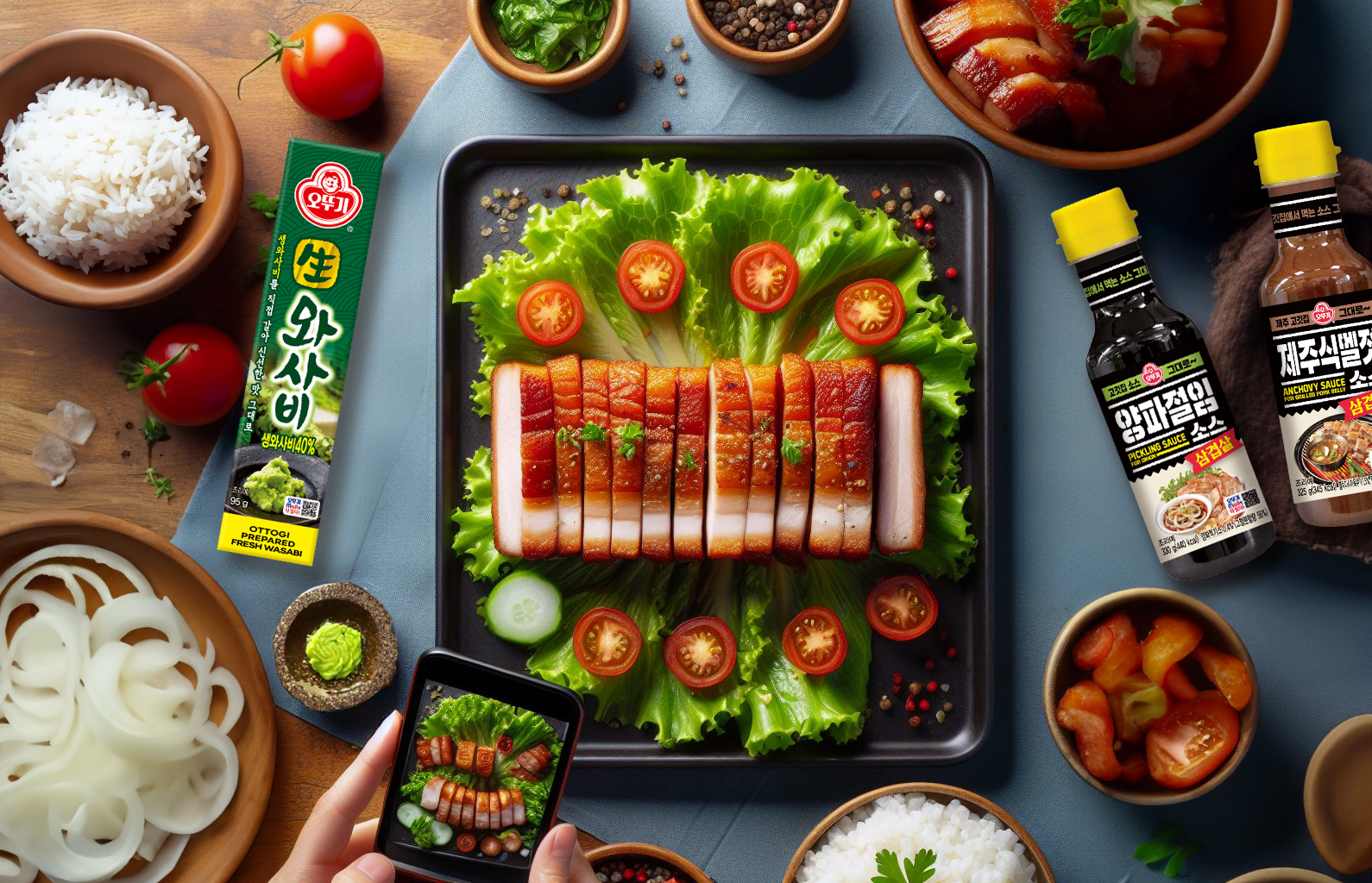 오뚜기 生 와사비, 양파절임 소스, 제주식멜젓 소스