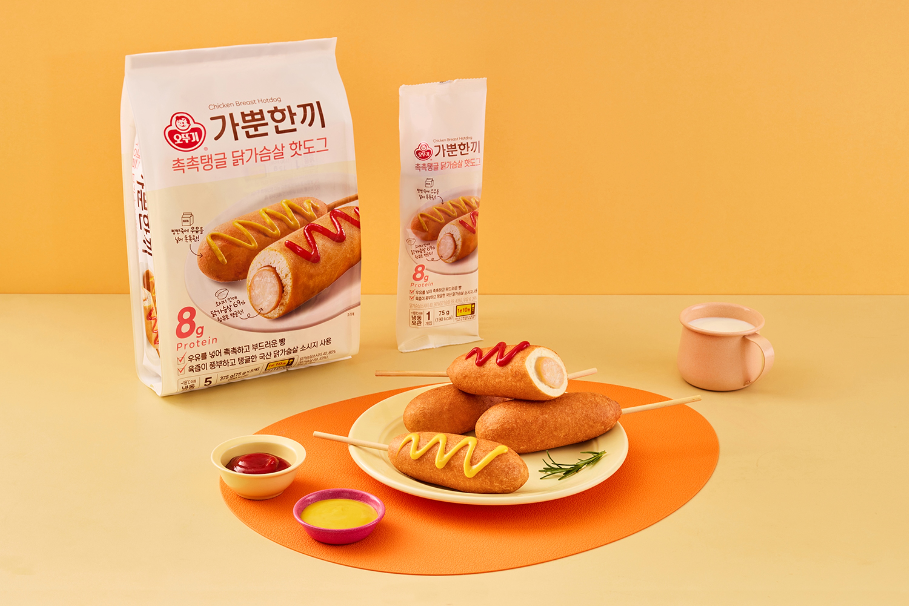 오뚜기 가뿐한끼 촉촉탱글 닭가슴살 핫도그