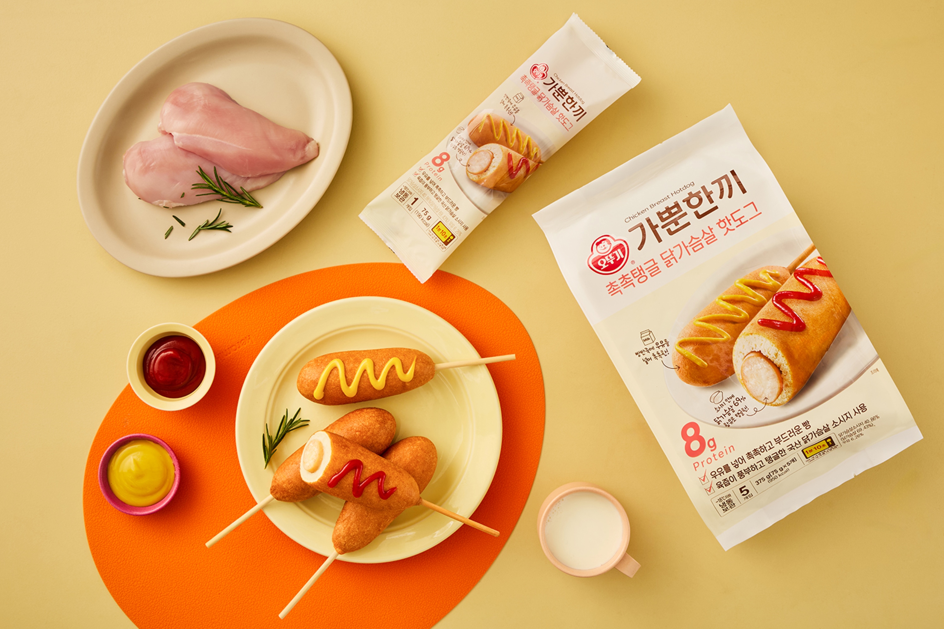 오뚜기 가뿐한끼 촉촉탱글 닭가슴살 핫도그